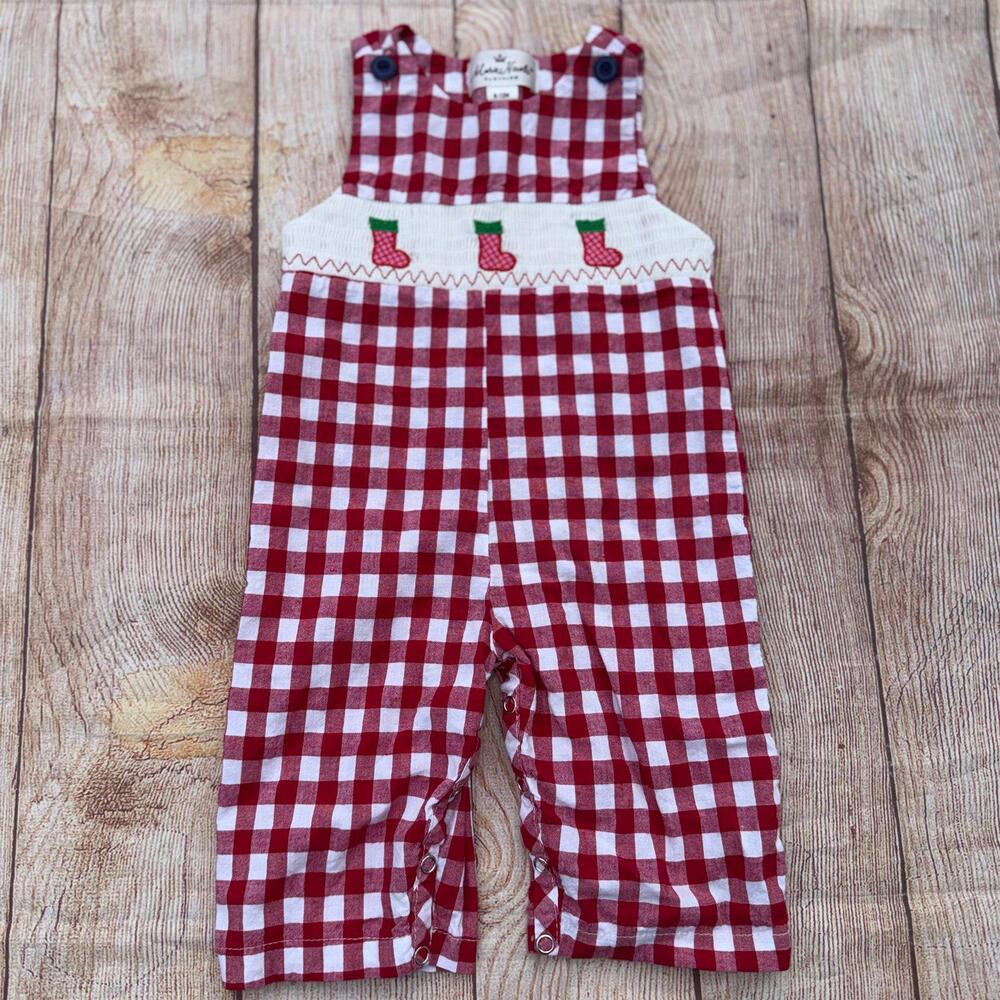 Marie Nicole Red Gingham Baby Romper 6-12 Months